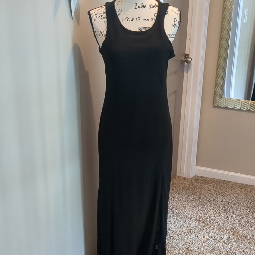 Planet Gold Black Sleeveless Sheath Maxi Dress